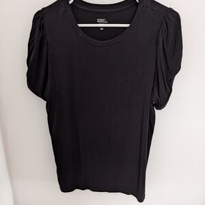 Market & Spruce Black Short-Sleeve Puff Shoulder Tee